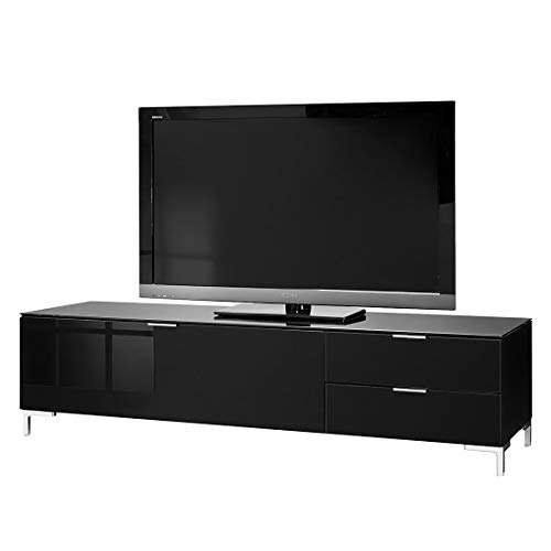 CS Schmal TV-Board Cleo Typ 12 | In Schwarz und Schwarzglas | 163 x 44 x 50 cm | 45.102.507/012 - 45.102.507/012 CS Schmal TV-Board Cleo Typ 12 | In Schwarz und Schwarzglas | 163 x 44 x 50 cm | 45.102.507/012