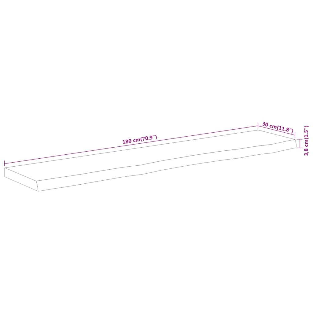 Dessus de table 180x30x3,8 cm rectangulaire bois massif acacia