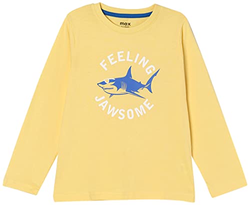 Image of Max Boys Typographic Printed Regular Fit T-Shirt with Full Sleeves