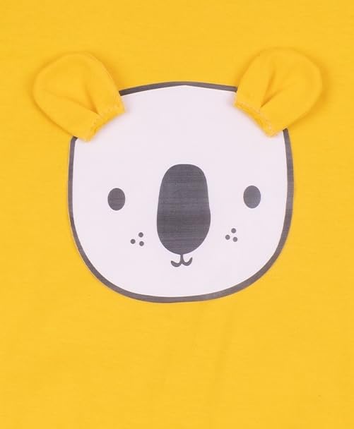 Image of 100% Cotton Animal face Print with 3D ears Rompers Sleepsuits Jumpsuit Night Suits for Infants Newborn Baby Boys & Girls