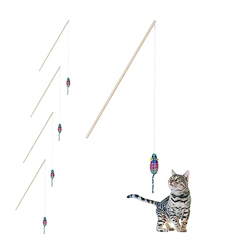 Relaxdays Katzenangel mit Maus, 5er Set, interaktives Katzenspielzeug, 106 cm lang, Beschäftigung Katzen & Kitten, bunt Relaxdays Katzenangel mit Maus, 5er Set, interaktives Katzenspielzeug, 106 cm lang, Beschäftigung Katzen & Kitten, bunt