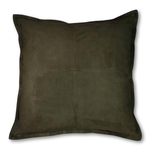 LL LEATHER LOVERS Genuine Suede Leather Pillow Cover, 18x18 Inch Case for Lumbar Throw Couch Pillows, Thick & Soft Cushion Covers for Sofa Bed Home Decor (Suede Deep Forest Green Box Pack of 1)