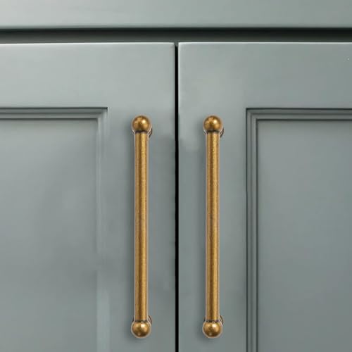 CABDM 2 Pack 5 Inch Solid Kitchen Cabinet Handles Antique Brass Heavy Duty Cabinet Pulls Drawer Pulls Cabinet Hardware Kitchen Handles for Cabinets Cupboard Handles by CABDM - Used condition - Image 3
