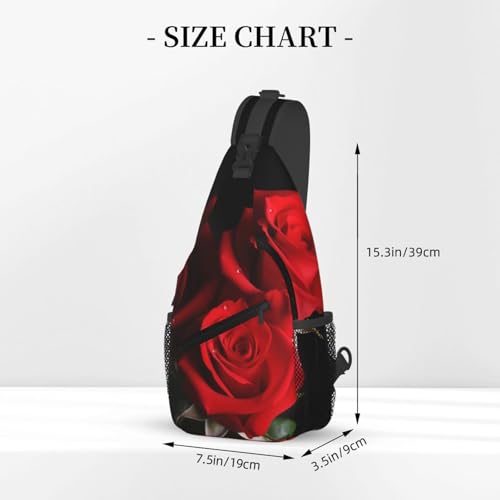 Mochila cruzada de pecho en diagonal negra con rosas miniatura 3