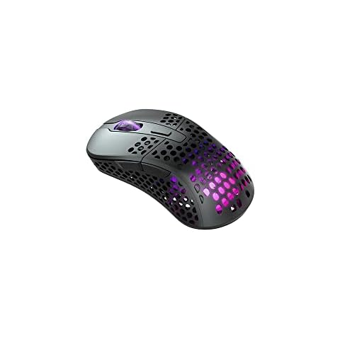 XTRFY M4 Wireless Ultra-light Gaming Mouse, RGB, Adjustable shape, 2.4 GHz Lag-Free Wireless, 75hrs Battery Life - Black Cover