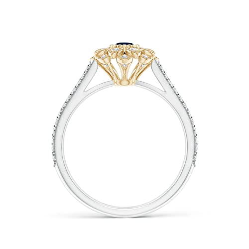 Angara Natural Blue Sapphire Halo Ring for Women in 14K Solid Dual Tone Gold | September Birthstone, Birthday, Engagement, Anniversary, Wedding Jewelry Gift for Women2