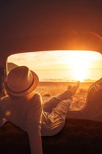 Saygogo Inflatable Car Air Mattress Travel Bed - Thickened Car Camping Bed Sleeping Pad With Car Air Pump 2 Pillows For Car Tent Suv Sedan Pickup Back Seat - Black #TOP4