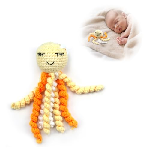 Image of Handmade Crochet Octopus for NICU Baby & Preemies, Gift for Baby (Yellow) | Preemie Gifts, Scent Bonding Keepsake for Baby, NICU Separation Gift, Soft Comfort Gift for Newborn, NICU Baby Essentials