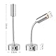 ERWEY 2er LED Leselampe 12V Wohnmobil, Touch Dimmbar 3000K-6000K einstellbare Helligkeit, 360° Flexible Schwanenhals Bettlampe mit USB A+C-Anschlüssen für Boot Wohnwagen Innenbeleuchtung, Silber