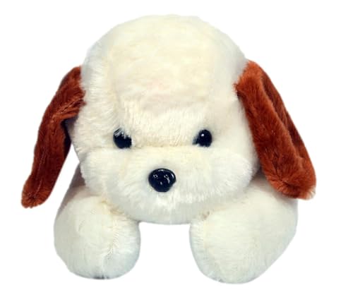 Image of HUG 'n' FEEL SOFT TOYS Sleeping White Dog Plush Toy - Cute Soft Stuffed Animal Toy Figure | Huggable Cuddly Dog Doll for Kids, Girls & Boys | Birthday Gift & Room Decor