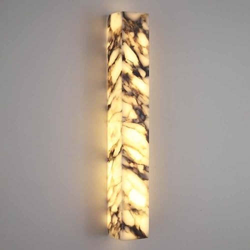 TRIVIDHA Aplique De Pared Moderno De Alabastro, Iluminación LED De Mármol, Luz De Pared Larga Cuadrada De Piedra Para Baño, Lámpara De Pared De Mármol De Alabastro Para Dormitorio, Mesita De Noche