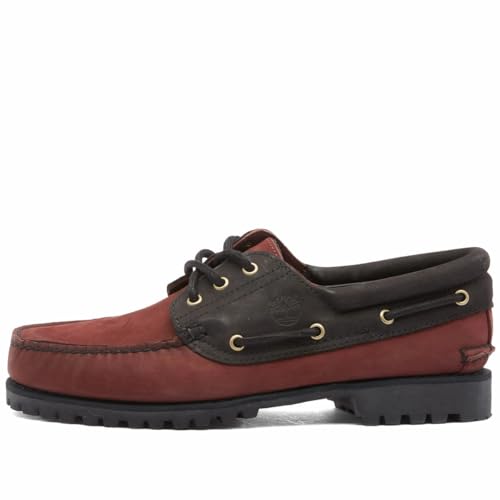 Timberland Timberland Men's Authentics 3 Eye Classic Lug, Burgundy Nubuck, 8.5 Medium