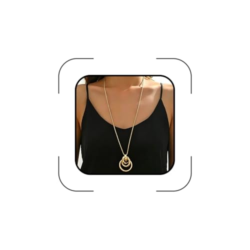 Navirix Long Pendant Necklace for Women Trendy Statement Silver Necklace Chunky Large Gold Knot Geometric Necklace Simple Everyday Jewelry Accessories