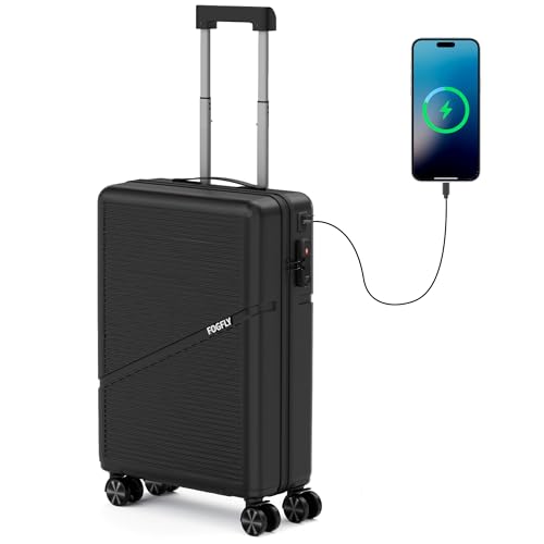 Carry On Luggage Airline Approved 20 Inch Hardside Suitcase with Spinner Wheels, Lightweight PC Rolling Luggage with TSA Lock & USB Charging Port for Travel