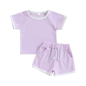 Toddler Infant Baby Girl Clothes Ribbed Floral Short Sleeve Shirts Top and Shorts Cute Summer Outfit Clothing Set