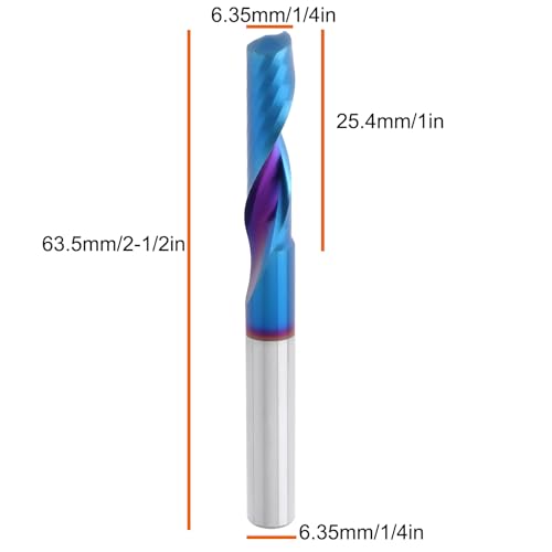 Briny River 1/4 Zoll Schaftfräser mit Einer Nut Hartmetall-Schaftfräser für Aluminium Kupfer Stahl Sperrholz MDF 63,5 X 25,4 X 6,35 Mm