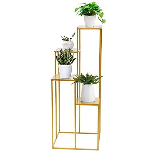 Tyvotrend Soporte para plantas de 4 niveles de metal, taburete para flores, escalera para flores, estantería para plantas, soporte para macetas, para interior y exterior, esquina de la habitación