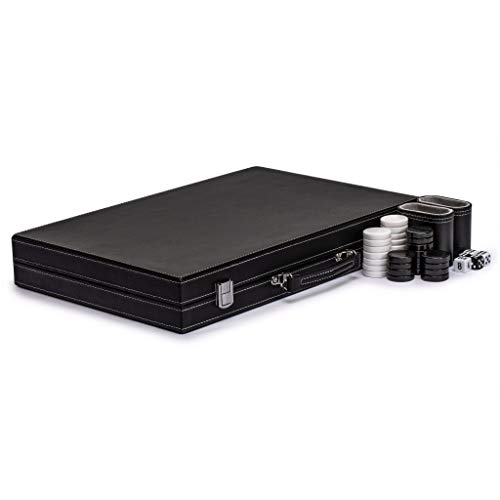 Yellow Mountain Imports Leatherette Backgammon Set, Antalya With Acrylic Checkers And Accessories - 17-Inch Folding Board #TOP2