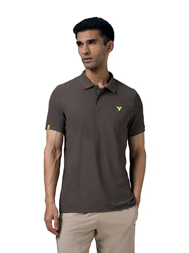 Image of TECHNOSPORT Men's Polyester Slim Fit Self-Design Short Sleeve Polo Matpiq T-Shirt with Anti Microbial, Techno Dry for Regular and Casual Use