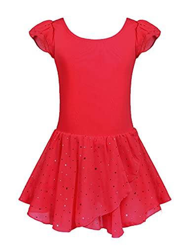 Image of Arshiner Girls Ruffle Sleeve Ballet Dance Dress Tutu Skirted Leotard