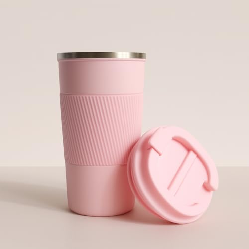 Image of YELONA Baby Pink 510 ML Insulated Stainless Steel Coffee Tea Tumbler for Hot Cold Beverages Portable Travel Mug Leak Proof Sipper Lock Lid Thermos Multipurpose for Home Office Gifts