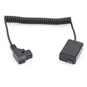 SZRMCC D-tap 2 Pin to NP-FW50 DC Coupler Dummy Battery for Sony A7 A7S A7R A7SII a5100 a6300 NEX Series Camera (Coiled Cable)