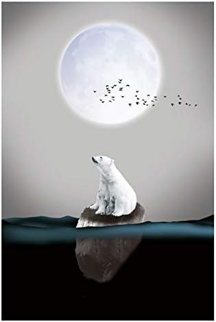 Suuyar Lonely Polar Bear Wall Art Canvas Posters and Prints Animal Paintings Wall Picture for Living Rooms Modern Decor-50x70cm No Frame