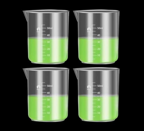 Image of 50ml Plastic Measuring Cups Graduated Epoxy Resin Mixing Cups, Small Beaker, Plastic Measuring Cup for Epoxy Resin, Paint, Art Craft, Soap Candle Tumbler Making (4, 50ml)