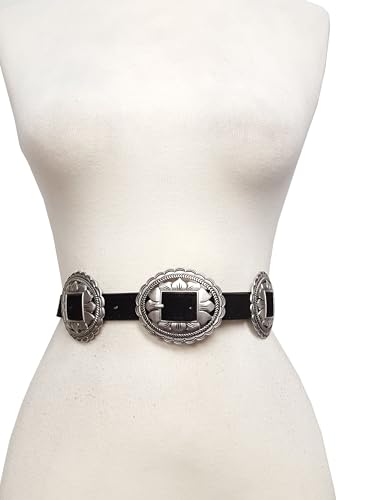 Western Floral Concho Belt in genuine Suede Leather Belt2