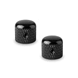 Kit Com 02 Knob De Metal Preto Para Guitarra e Contra Baixo