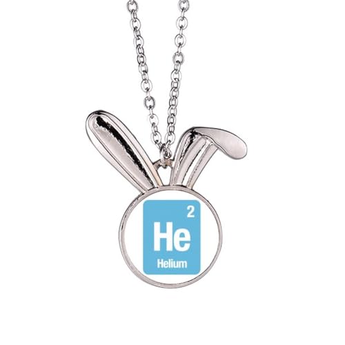 Collier hélium science avec pendentif lapin et bijoux éléments chimiques