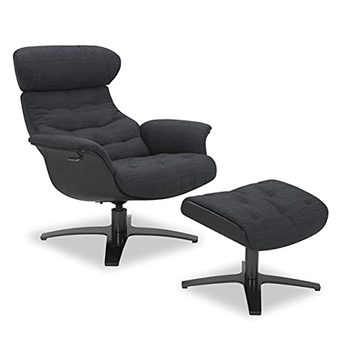 ALUDRA - Sillón de relaxación y reposamuñecas - Roble negro - Tejidos antracita Cover