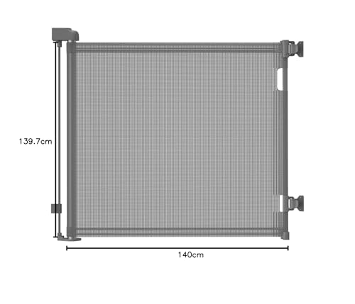 derimkcoa Treppenschutzgitter Ausziehbar für Babys, 0-140 cm Baby Absperrgitter Türschutzgitter Treppenschutzrollo,Tierschutzgitter Geeignet für Treppen/Türen/Innen & Außen (Grau)