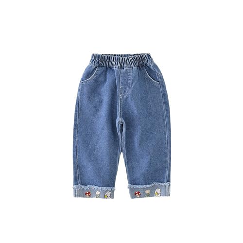 Jeans cargo pour filles de 5 à 14 ans avec pantalon baggy ample en denim noir
