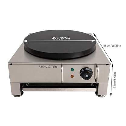 Elektrische Crepes Maker Pfannkuchen Maschine Crepespfanne Aus Edelstahl 2,8kw Crepes Maker Für Pfannkuchen Speck Eier Tortilla 50-300°C Antihaftbeschichtung Holzverteiler – Bild 3