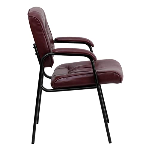 Flash Furniture Haeger Burgundy Leathersoft Executive Side Reception Chair With Black Metal Frame #TOP2