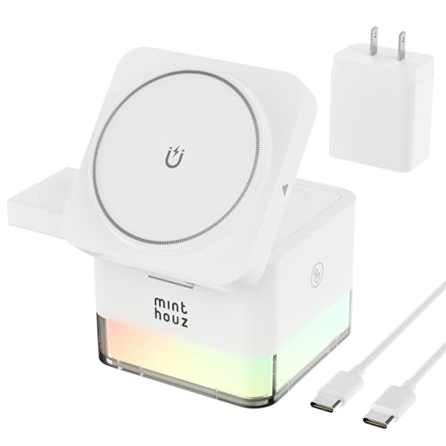 Minthouz 3 in 1 Apple Charging Station: Wireless Charger iPhone Magnetic Charger with Multi-Color Light for Multiple Devices – iPhone 16, 15, 14, 13, 12 Pro/Max, Apple Watch Series & AirPods Pro/4/3/2