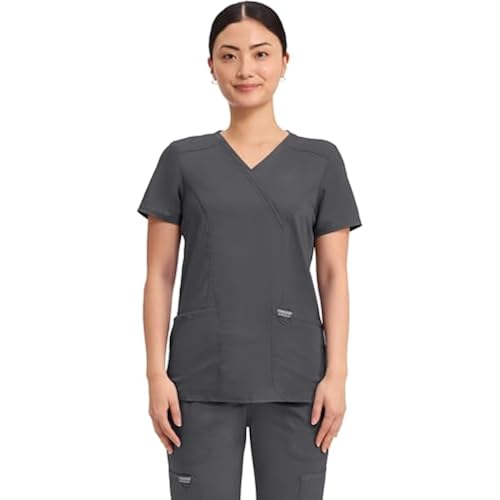 Cherokee WW Revolution Scrub Tops Women Mock Wrap 2 Pockets Nurse Shirt