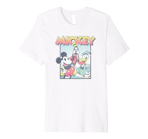T-shirt Mickey Disney premium au design trio poster avec des finitions haut de gamme