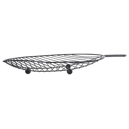 Panier à fruits métal noir feuille 41cm pour table conviviale