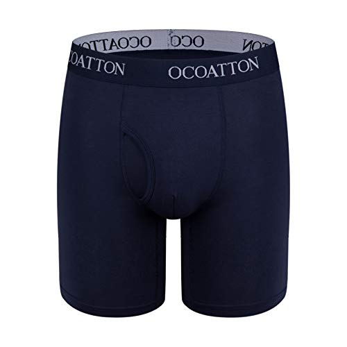 Men's Boxer Briefs Long Leg Big and Tall Combed Cotton Underwear Open Fly 6-Pack3