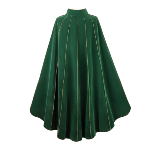 yolsun Women Medieval Stand Collar Cape Medieval Renaissance Cloak Vampire Cape Victorian Cloak for Halloween Cosplay (Vintage Green, 110CM/ 43.3")