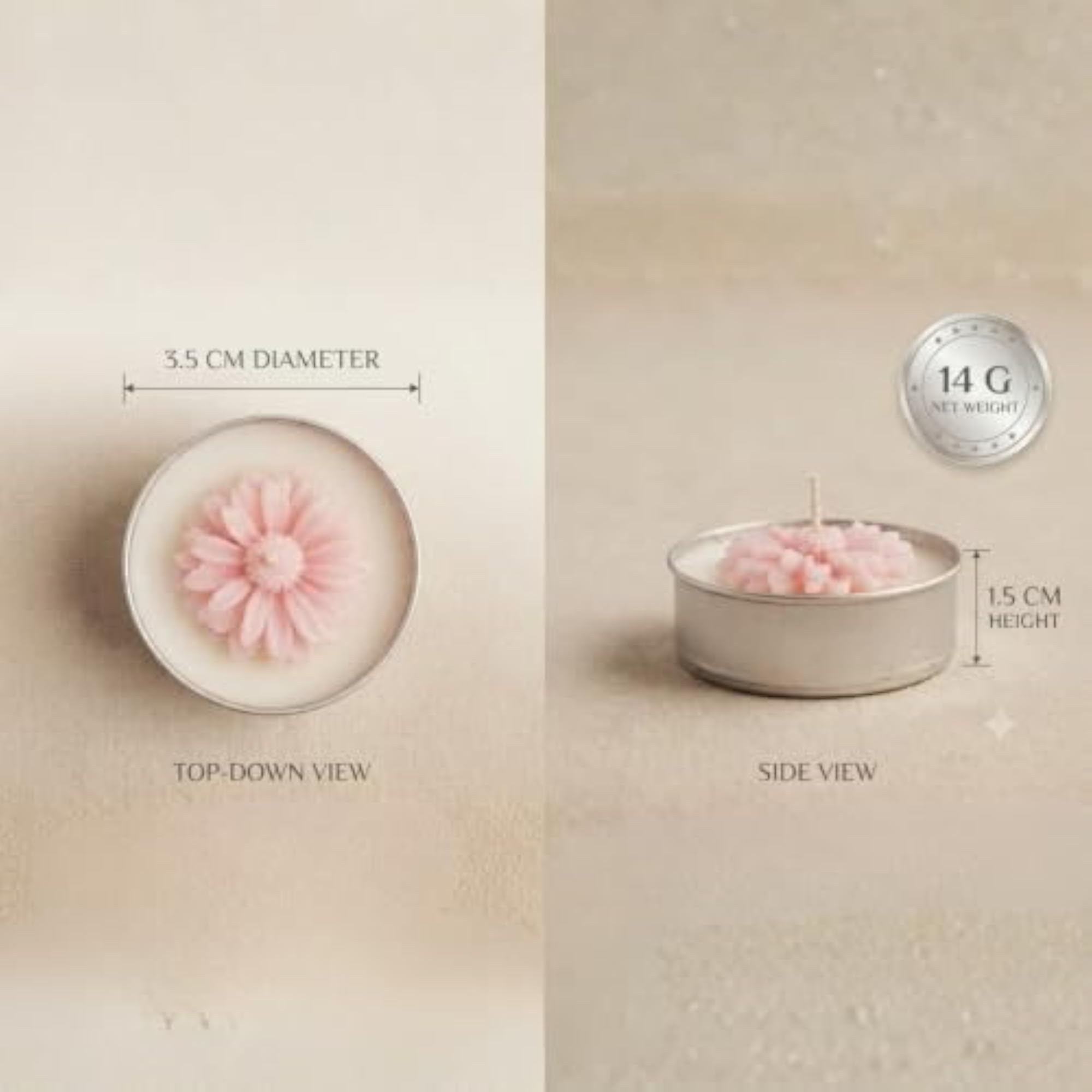 Pink & White Flower SOYA Wax Tea Light Candle