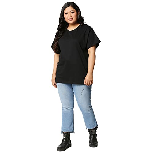 Image of Bewakoof Women Cotton Solid Loose Fit T-Shirt