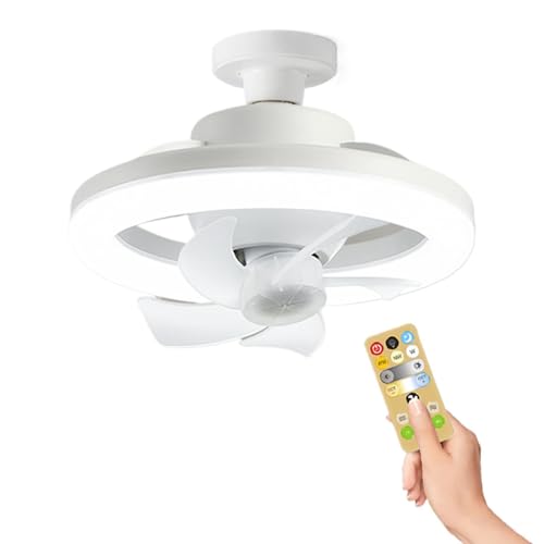 Ventilador de techo con luz E27 para dormitorio con control remoto rotación de 360 grados