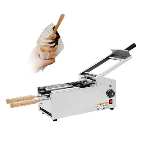 Máquina para hacer conos de helado de acero inoxidable con 2 rodillos para conos caseros, uso comercial en cocinas.