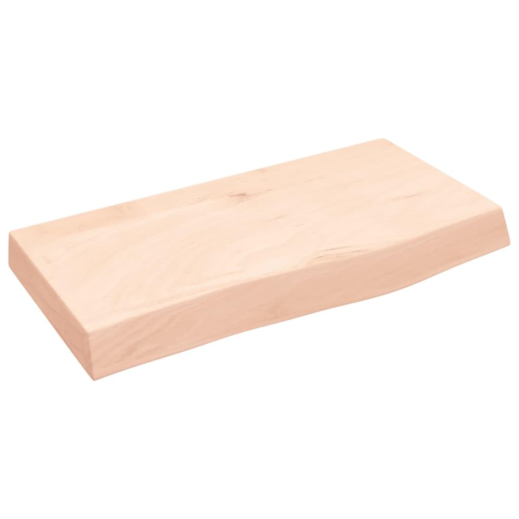 Estantería de pared de madera maciza de roble sin tratar, 60 x 30 x (2-6) cm, robusta estantería de madera con borde natural, versátil estante de pared para dormitorio y baño, construcción