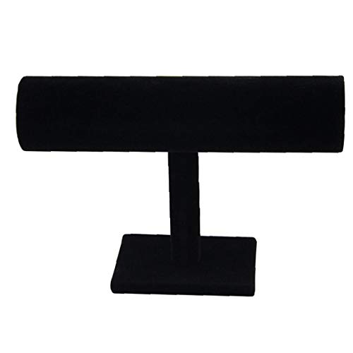 Pulsera T-Barra de terciopelo collar de la joyería soporte de exhibición de la pulsera de la joyería están soporte de exhibición de la joyería titular de almacenamiento de reloj pulsera Negro Celada