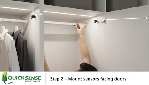 Image of Quick Sense Wardrobe Sensor Double Door | QS-WR22 | Infrared Automatic AC Sensor Switch | Dual Door Light Control | Auto On /Off | 220-240V AC | Up to 5 A Load
