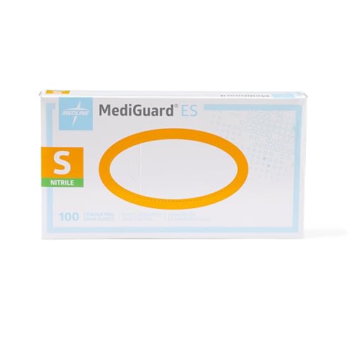 Medline MediGuard ES Exam Gloves, Powder-Free Nitrile, Large, Box of 100
